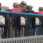 Close-up of Eagle Eye Power Solutions ELM-Series monitoring system sensors attached to batteries