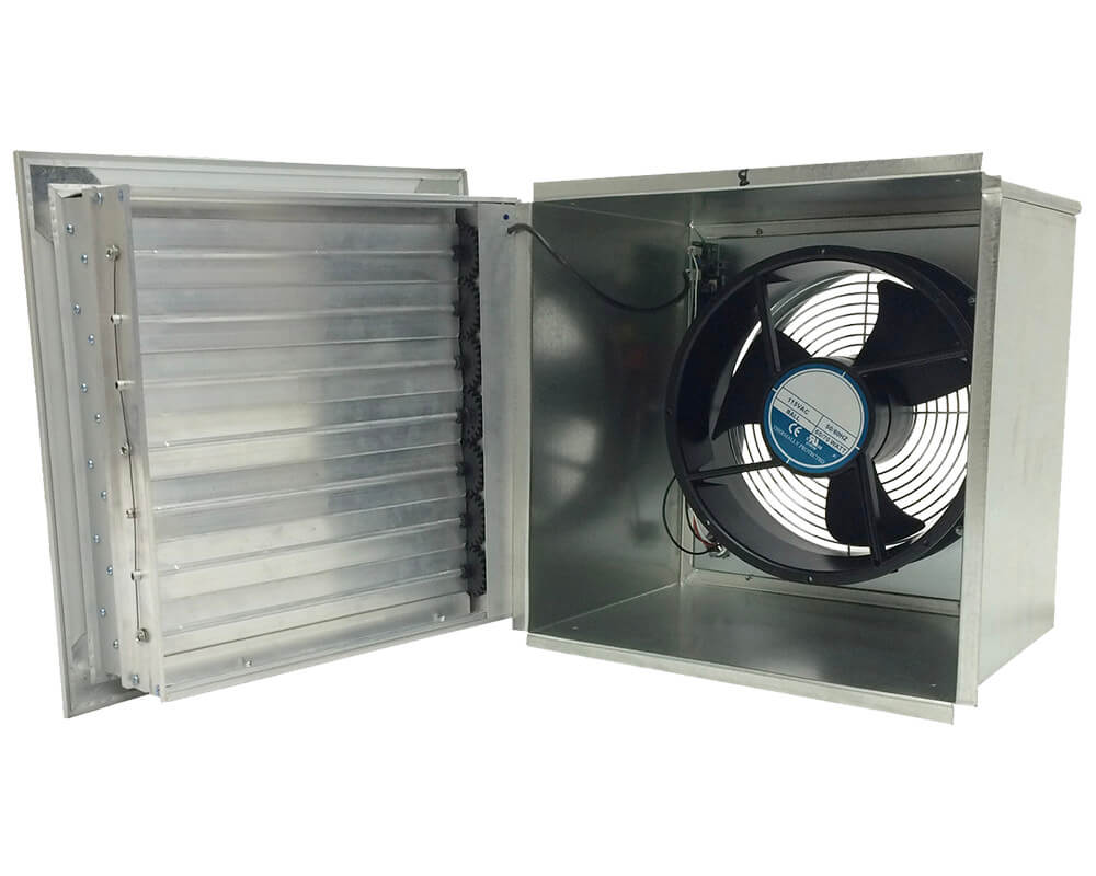 Interior view of an Eagle Eye Power Solutions gas and ventilation system showing the fan and vent