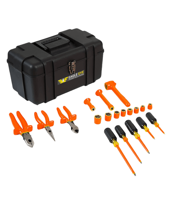 Eagle Eye Power Solutions battery tool kit case with included insulated hand tools displayed