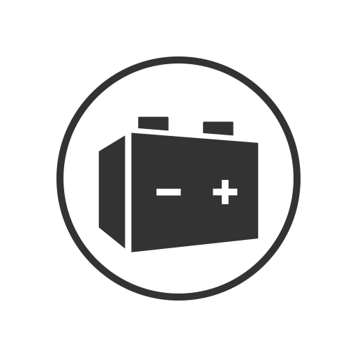 Battery with positive and negative terminals icon
