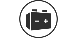 Icon of lead acid battery with positive and negative terminals marked