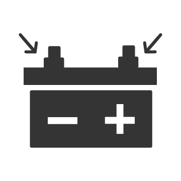 Battery icon with posts identified on each side