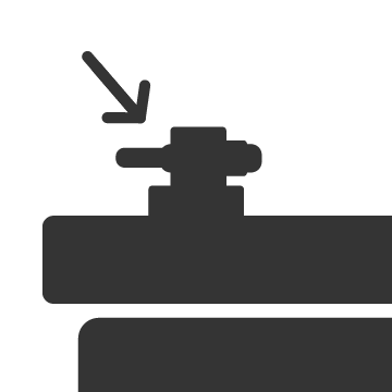 Icon of an arrow pointing to a battery post