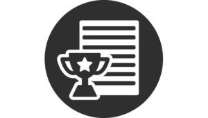 Trophy with certificate icon