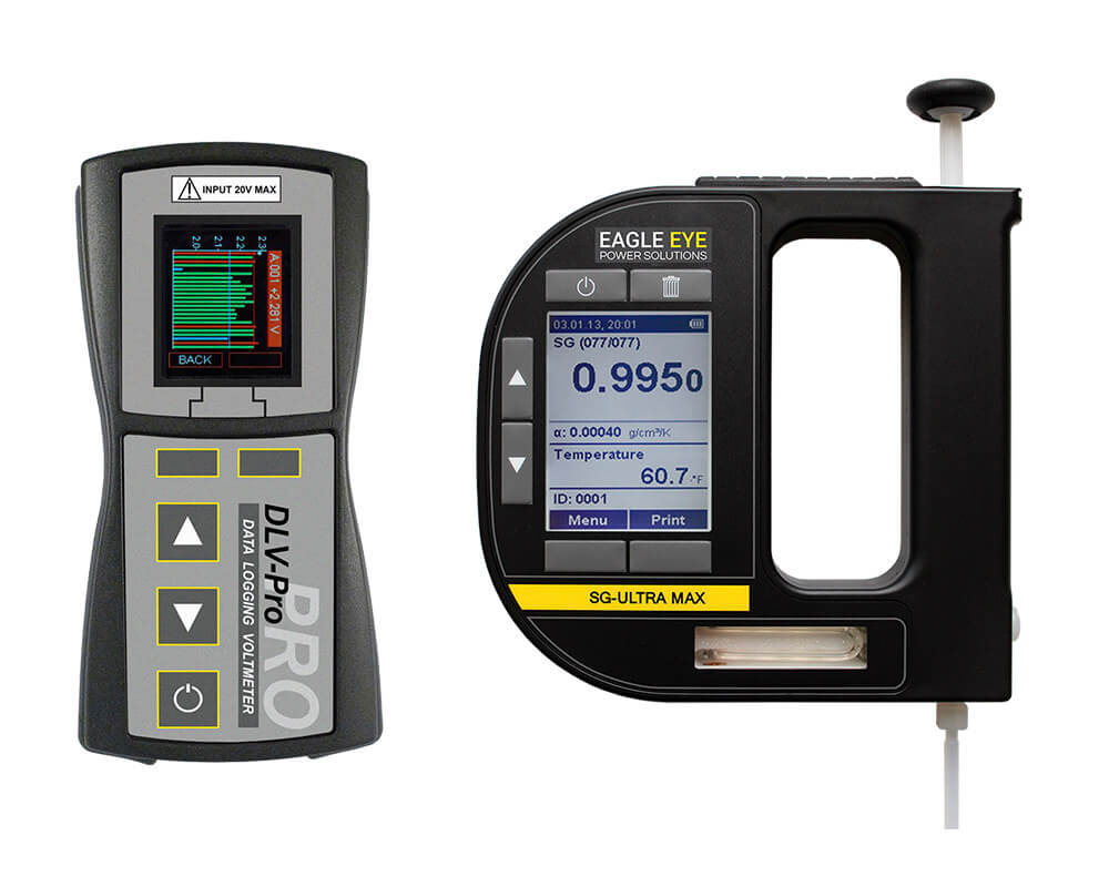 Eagle Eye Power Solutions DLV-Pro data logging voltmeter and SG-Ultra Max digital hydrometer