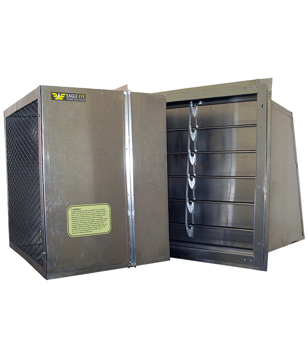 Eagle Eye Power Solutions hydrogen gas ventilation system parts with large silver fan and vent