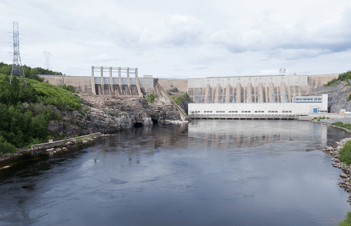 View of Hydro Québec power plant.