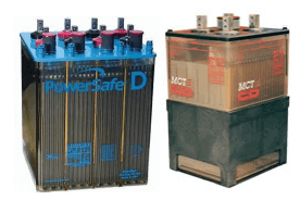 Large VLA (Vented Lead-Acid) single and multi-cell batteries, including PowerSafe and MCT models, designed for high-capacity backup power applications in critical infrastructure.