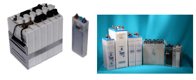 Medium to large stationary nickel-cadmium (Ni-Cd) batteries used in industrial and backup power applications, featuring rugged construction and long cycle life for demanding environments.