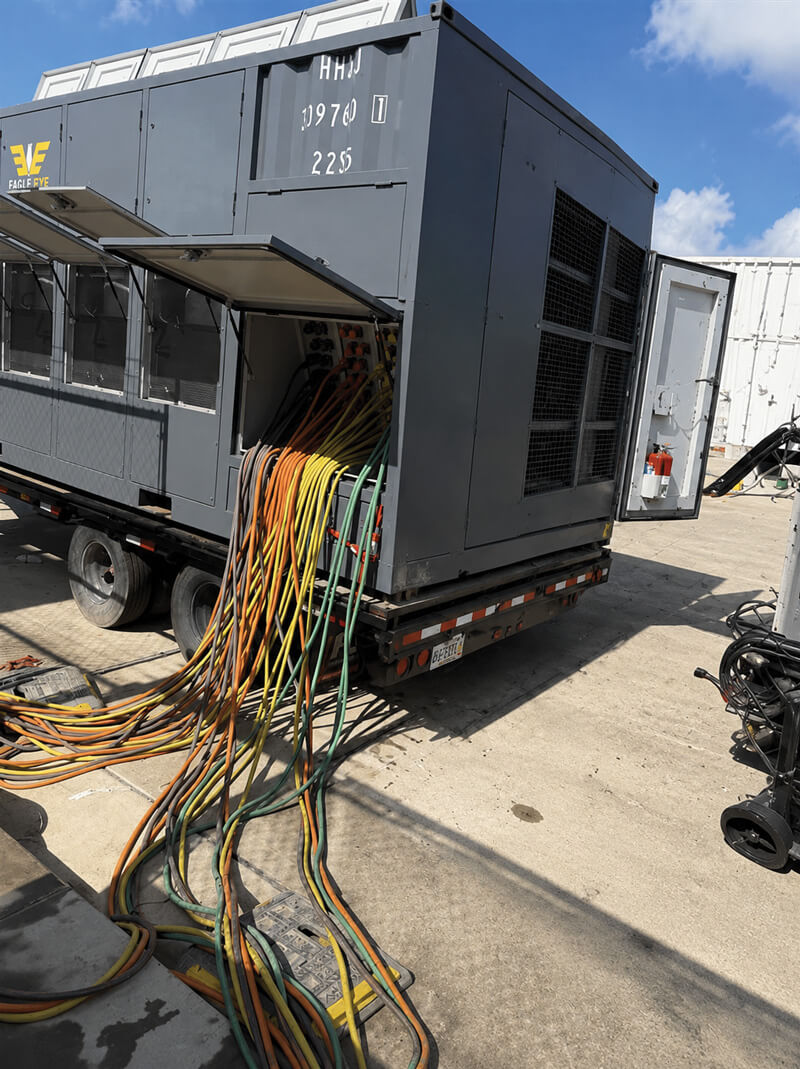 Eagle Eye Power Solutions Talon Apex Load Bank with color coded cables in use
